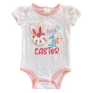 Koala Kids Girls 3-6 Months My First Easter Bodysuit Short Sleeve